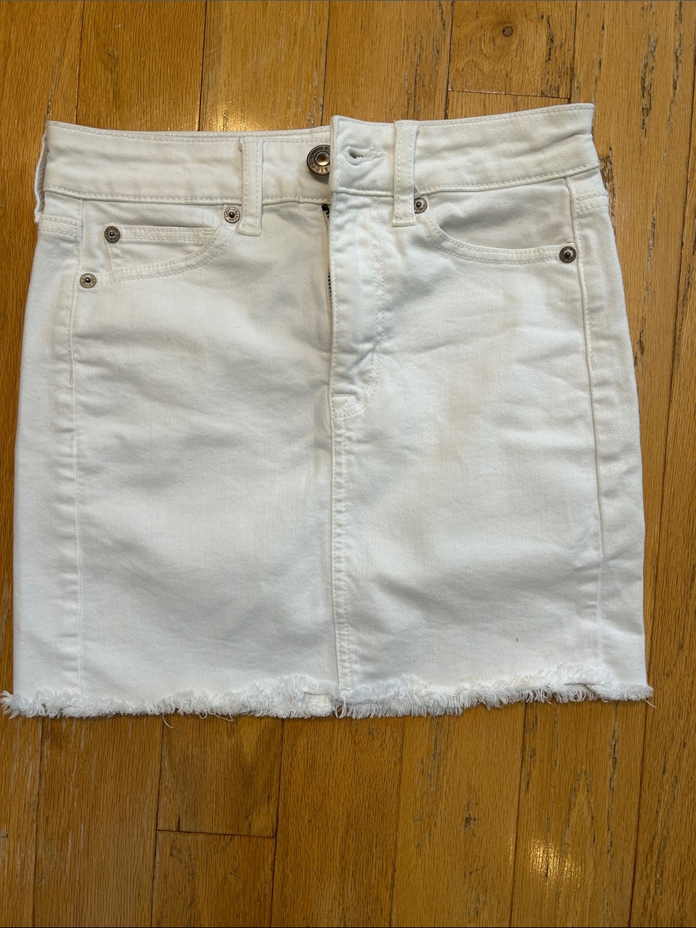 American Eagle Women White High-Waisted Denim Mini Skirt Size 00